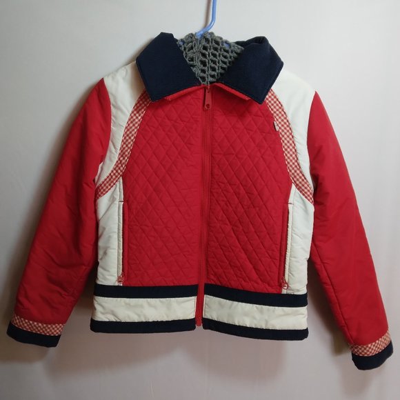 SKI Levi's Vintage Jacket Women's Size 11/12 Ski Jacket Red White Blue Gingham - Picture 1 of 14